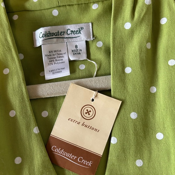 Coldwater Creek Lime Green Polka Dot Dress - Picture 10 of 10